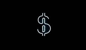 A white dollar sign on a black background represent the solid need for a dental financial agreement.