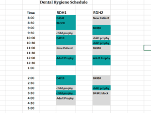 Dental Hygiene Schedule