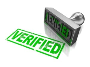 A stamp that says "verified" to show that a patient's dental insurance has been checked.